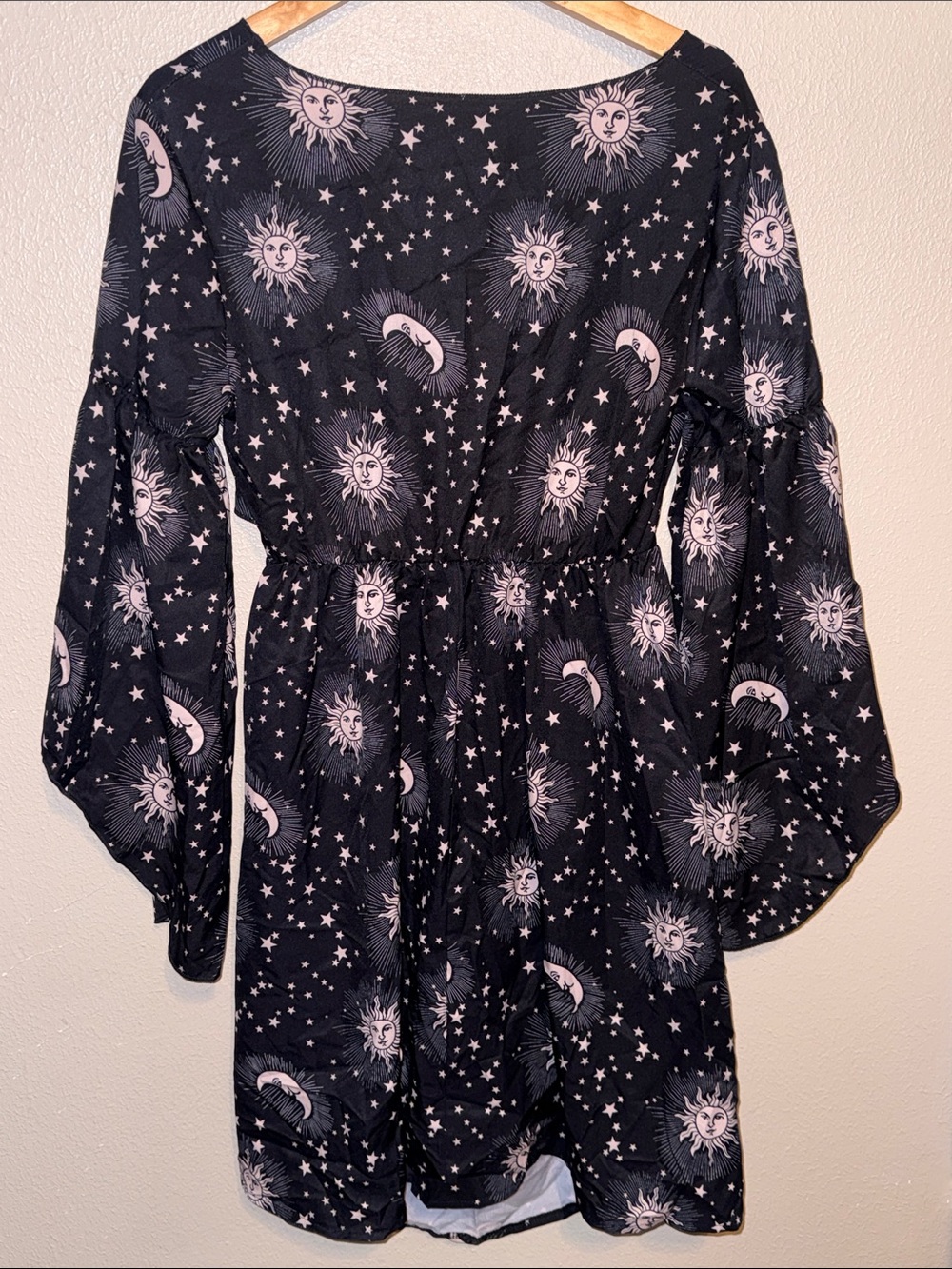 Romwe Celestial Sun & Moon Open Back Black Dress
